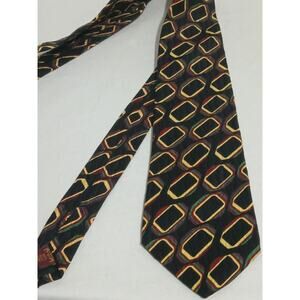 Brettons 100% Silk Black Gold Geometric Print Men's Tie